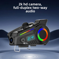 Écouteurs sans fil pour casque K19 avec caméra HD 2K 4MP, système d'intercom bidirectionnel pour la communication en moto