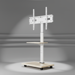 Supporti <span class=keywords><strong>TV</strong></span> Mobili <span class=keywords><strong>per</strong></span> Schermi da 26-65 Pollici, Carrello <span class=keywords><strong>TV</strong></span> in Acciaio dal Design <span class=keywords><strong>Moderno</strong></span> con Ripiano in Legno - Product Image 1