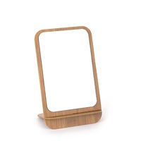 Miroir de maquillage de voyage portable en bambou Vente en gros