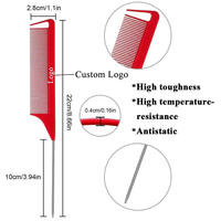 Peigne de coiffure professionnel à queue pointue en acier inoxydable et plastique, à dents larges, pour la séparation des cheveux, personnalisable, vente en gros, très demandé