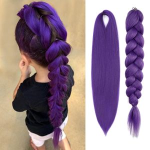 Pelucas Xingyuan, peluca trenzada con cola de caballo, fibra Kanekalon morada, alambre de alta temperatura para cosplay y uso diario - Product Image 3