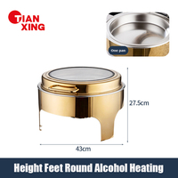 TIANXING Groß bestellung Modern Food Warmer Schwarz und Gold Runde Chafing Dish Buffet Set für Hotels Restaurants Catering