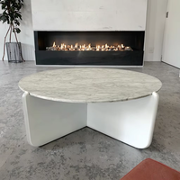 Table basse moderne ronde en marbre avec support blanc unique Pièce maîtresse de salon de luxe