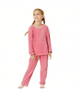 Te219r 2 Pijamas para Niñas, Manga Larga, Forro Polar Suave y Cómodo, Ropa de Dormir de Invierno, Color Sólido, Largo Regular, 100% Algodón - Product Image 1