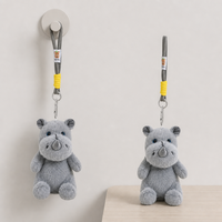 Porte-clés en peluche de rhinocéros gris mignon de 16 à 23 cm, peluche de rhinocéros de dessin animé, jouet en peluche en coton PP tendance