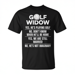 Camiseta Golf Widow negra para hombre, talla grande, regalo humorístico para golfistas - Product Image 2