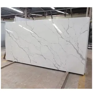 Lastre da appoggio in pietra di marmo naturale al quarzo artificiale con superficie lucida bianca Calacatta 3200x1600