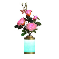 Lampe de chevet électrique USB de style INS moderne Vase à fleurs en rose personnalisé Ornements en matériau ABS pour table de chambre à coucher de bar moderne