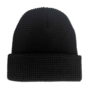 Benutzer definierte Unisex Acryl Waffel Skull ies Beanie Cap,Plain Dyed Leder Patch Logo Gestrickte Winter mütze Fisherman Beanie - Product Image 6