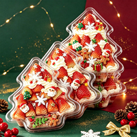 Boîte à pâtisserie de Noël festive en PET transparent pour bonbons, biscuits, tiramisu – Idéale pour la pâtisserie de Noël et les fêtes – Vente en gros