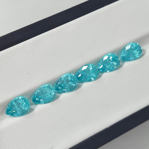 Gemas sueltas de Paraiba cultivadas en laboratorio, en forma de pera, con corte triturado, para la fabricación de joyas. - Product Image 5