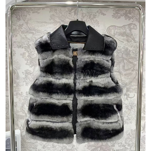 Veste en fourrure de <span class=keywords><strong>lapin</strong></span> Rex véritable pour femmes, col en peau de mouton naturelle de luxe ViVi7, texture douce, vêtements d'extérieur nobles pour femmes - Product Image 1