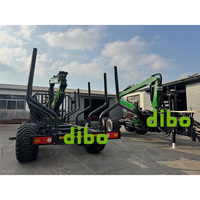 Remorques forestières DIBO certifiées TUV CE pour le transport de bois de chauffage, avec grue à grappin pour bois, pompe 4x4, prise de force, charge utile de 12 tonnes, avec joystick