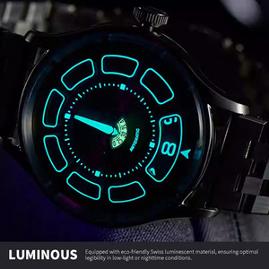 Reloj de Pulsera OEM con Movimiento Wandering Hour 8215, Diseño Único de Nave Espacial, Acero Inoxidable, Luminoso, Correa de Goma, Logotipo Personalizado del Fabricante - Product Image 4