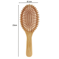 Ensemble de brosses à cheveux en bambou personnalisées avec logo naturel en gros pour femmes, démêlant les cheveux