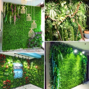 แผ่นตกแต่งผนัง T257 สำหรับตกแต่งภายในและภายนอกอาคาร ทนรังสียูวี ใช้ปูผนัง ตกแต่งห้องนั่งเล่น แผ่นใบไม้ประดิษฐ์ ผนังสวนแนวตั้ง หญ้าเทียมสีเขียว - Product Image 4