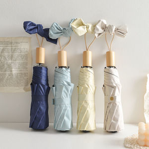 Parapluie pliant rétro français, adapté aux jours ensoleillés et pluvieux, protection solaire, protection UV, minimaliste et sobre - Product Image 1