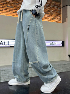 Vêtements pour garçons de 4 à 15 ans, vente en gros, printemps automne, jeans amples à jambes droites, jeans décontractés pour adolescents, pantalons en denim pour enfants - Product Image 6