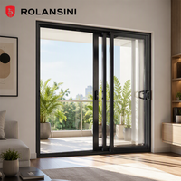 Porte coulissante moderne résistante à l'eau avec poignée en alliage d'aluminium et double vitrage en verre trempé