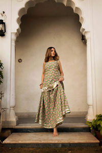 Ensemble de jupe Kurta en coton imprimé bloc à la main de super qualité avec plusieurs tailles disponibles ensemble de jupe à fleurs à vendre - Product Image 2