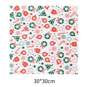 Papier d'emballage anti-graisse Honest Wheat Christmas 30x30cm pour emballage alimentaire de boulangerie - Product Image 1