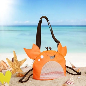 Bolsa de Playa con Diseño de Cangrejo de Dibujos Animados, Bolsa de Almacenamiento de Plástico de Una Sola Capa con Concha de Bebé para Uso en la Sala de Estar - Product Image 4