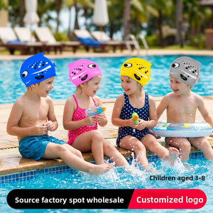 JW-YY91 Bonnet de bain en silicone personnalisé en forme de poisson pour enfants de 3 à 8 ans, dessin animé, imperméable, doux et mignon - Product Image 3