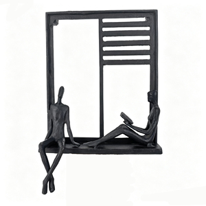 Scultura in Ghisa di Coppia che Legge, Ornamento Astratto in Metallo per Studio, Decorazione per Lettori, Regalo Romantico per Amici Lettori - Product Image 1