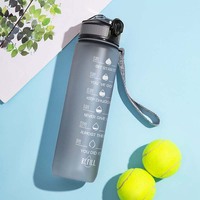 Bouteille d'eau de sport en Tritan à large ouverture de 32 oz avec marqueur de temps et paille, idéale pour la randonnée et les activités de plein air