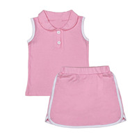 Ensemble Décontracté Scolaire 2 Pièces Ruidian pour Petite Fille: T-shirt Sans Manches à Revers et Jupe-leggings Motif Uni pour la Rentrée Scolaire