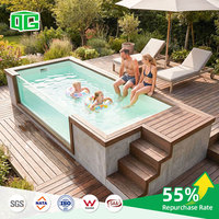 Piscines hors sol en fibre de verre pour conteneurs maritimes, piscines en WPC pour conteneurs maritimes 20 pieds 40 pieds