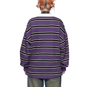 Camiseta Polo a Rayas Personalizada al por Mayor, Estilo Vintage, Manga Larga, 100% Algodón, Sudadera con Capucha a Rayas para Hombre - Product Image 6