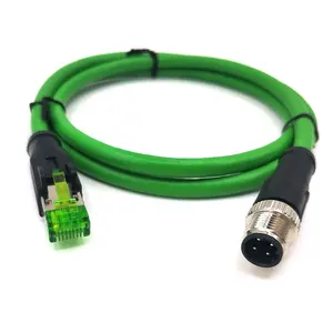 M12 D code 4 pin lan cable m12 to rj45 ethernet connector IP67 waterproof connector