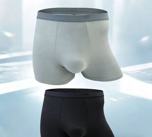 Boxers mi-hauts en soie glacée tricotée pour hommes, taille élastique très extensible, respirants, antibactériens, séchage rapide - Product Image 2