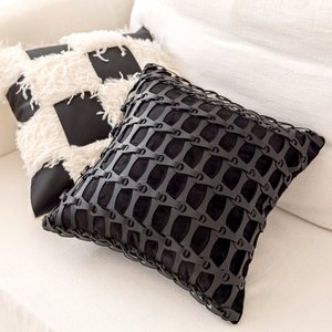 Hôtel de luxe europé<span class=keywords><strong>en</strong></span> Design célèbre nouveau canapé taie d'oreiller créatif noir blanc motif géométrique tissé oreiller décoratif - Product Image 2