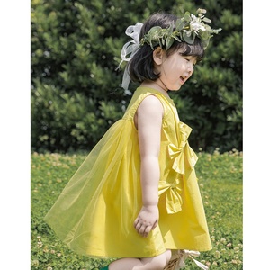 Nouveautés Dernières enfants filles robe d'été avec nœud 100% coton sans manches maille bébé robe 4 ans - Product Image 3