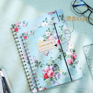Fresh bronzing coil book notepad retro plant flower con hand ledger student supplies notebook A5 B5 - Product Image 1