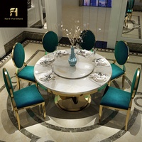 Hochwertiger runder Esstisch aus Marmor mit Titan-Edelstahl basis für Hochzeits bankette Elegante Esszimmer möbel