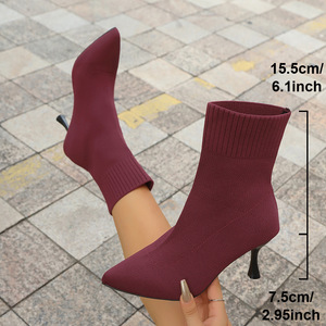 <span class=keywords><strong>Botas</strong></span> de Tacón Alto para Mujer, <span class=keywords><strong>Estilo</strong></span> Moderno, Tacón Delgado, Talla Grande, Punta Puntiaguda, <span class=keywords><strong>Botas</strong></span> Elásticas Tipo Calcetín - Product Image 3