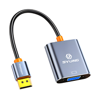 SYONG ke Adaptor VGA DP Male ke VGA Female Converter 1080P, Plug and Play, Chip RTD2166 untuk Monitor PC Proyektor