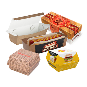 Boîte en papier d'emballage pour hamburger, hot-dog, frites, déjeuner à emporter, en carton ondulé miniature jetable avec logo personnalisé imprimé - Product Image 2