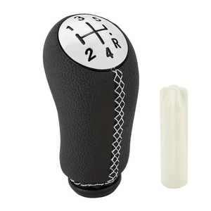 Renault Car Gear <b>Knob</b> Leather Manual Transmission <b>Shift</b> Lever Black Red White Blue Stitching Ergonomic Design - Product Image 5