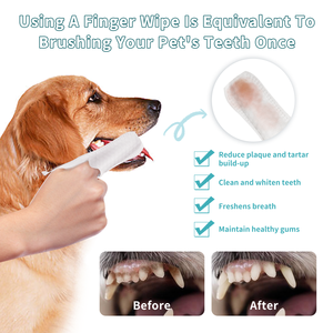 Lingettes dentaires hypoallergéniques pour chiens sans <span class=keywords><strong>alcool</strong></span>/parfum peau sensible 30pcs emballage indépendant - Product Image 5