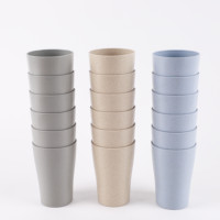 Gobelets Premium 250 ml en paille de blé écologique, PP de qualité alimentaire, incassables, lavables au lave-vaisselle, réutilisables pour la maison, l'école et le camping