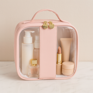 2025 grande capacité étanche en cuir Pu PVC Transparent clair fermeture éclair voyage toilette beauté cosmétique pochette maquillage sac - Product Image 4