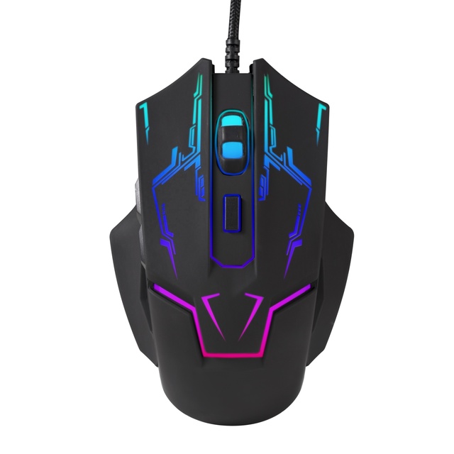 Factory Sale Good Price 6D Optical Mouse Laser Carving with Colorful Light Wired Gaming Mouse