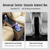 Boîte d'accoudoir centrale pour MPV 6 places compatible avec Toyota Noah Voxy Granvia Vellfire Land Cruiser, avec porte-gobelets et éclairage LED