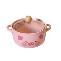 Bol à ramen en céramique minimaliste coréen avec couvercle, compatible micro-ondes, pour dortoirs étudiants, récipient pour nouilles instantanées