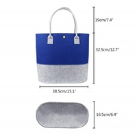 Sac fourre-tout de plage en feutre gris et bleu, Surface imperméable, impression d'écran en soie, Logo surdimensionné