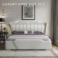 2025 Modernes Luxuriöses Hochwertiges Verstellbares Smart-Bett in Kingsize mit Holzrahmen, Lederbezug und Stauraum